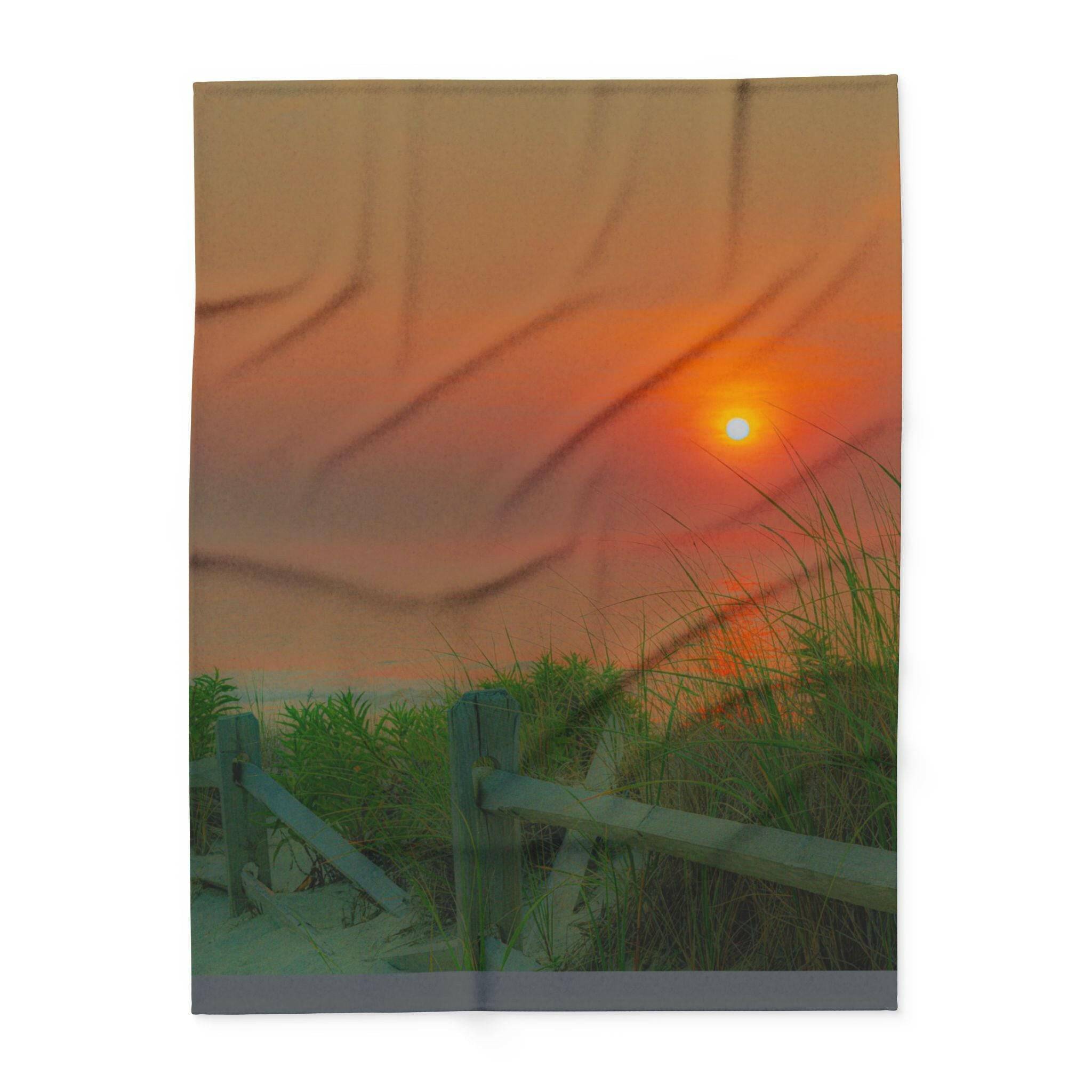 July Sunrise on Long Beach Island, New Jersey- Arctic Fleece Blanket.