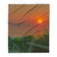 July Sunrise on Long Beach Island, New Jersey- Arctic Fleece Blanket.