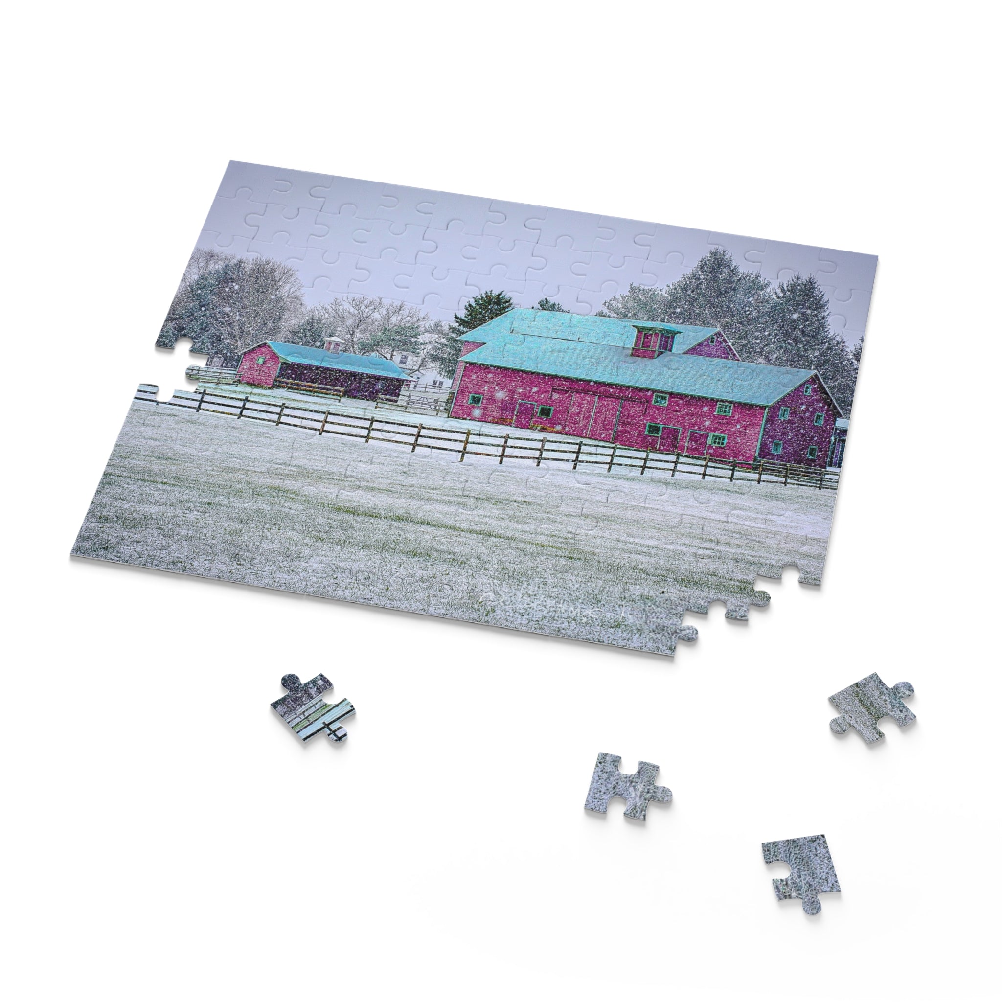 Puzzle (120, 252, 500-Piece) Snow on the Farm