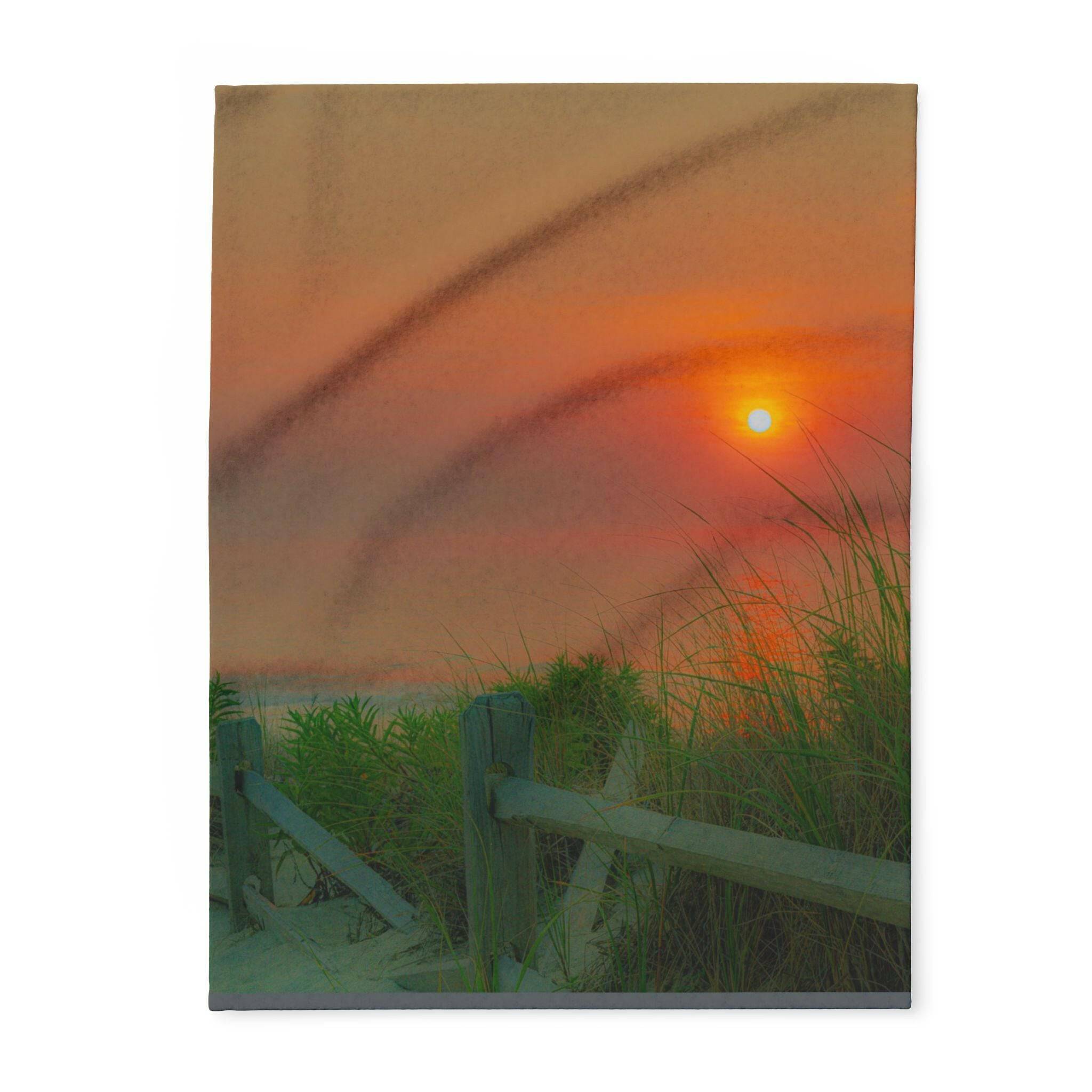 July Sunrise on Long Beach Island, New Jersey- Arctic Fleece Blanket.