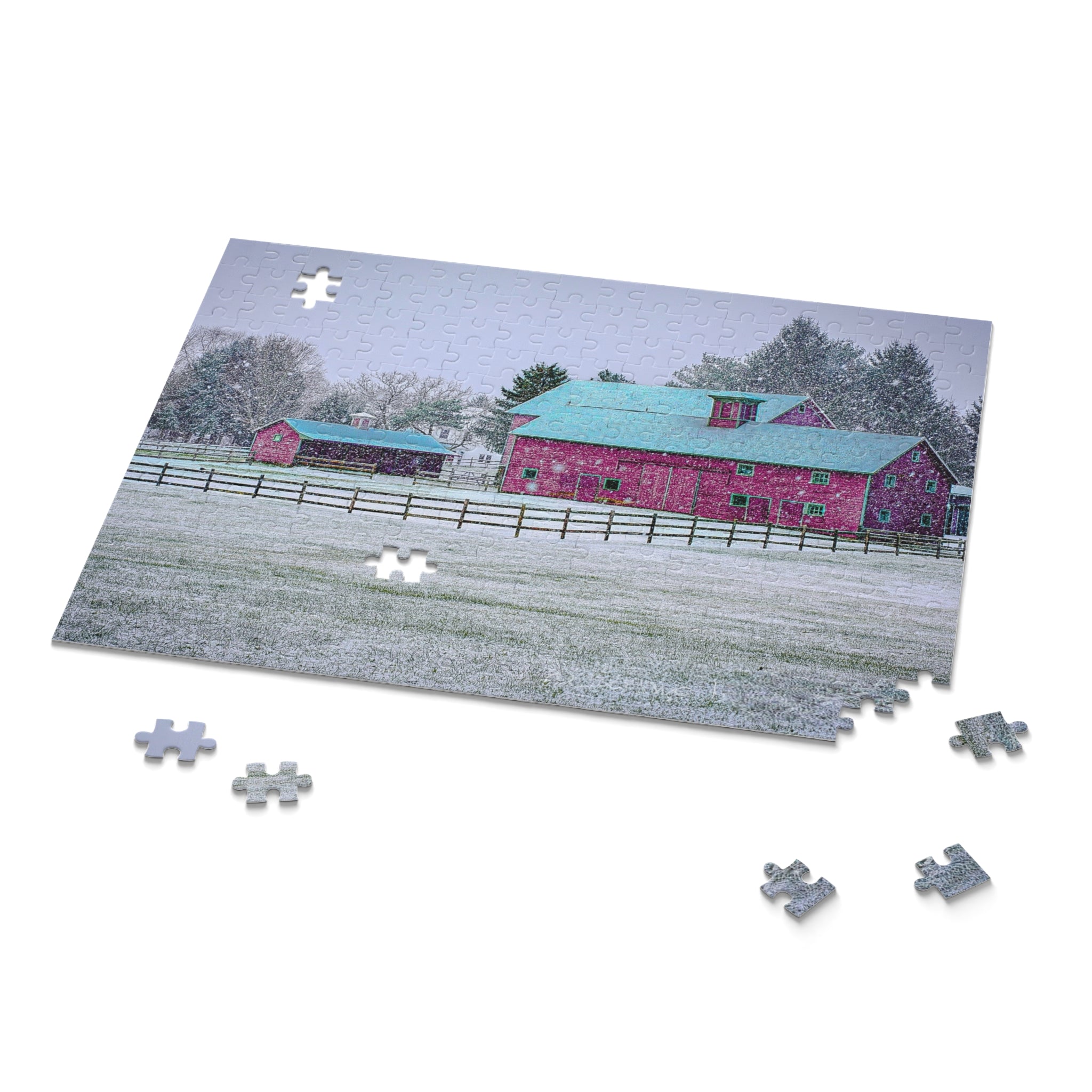 Puzzle (120, 252, 500-Piece) Snow on the Farm