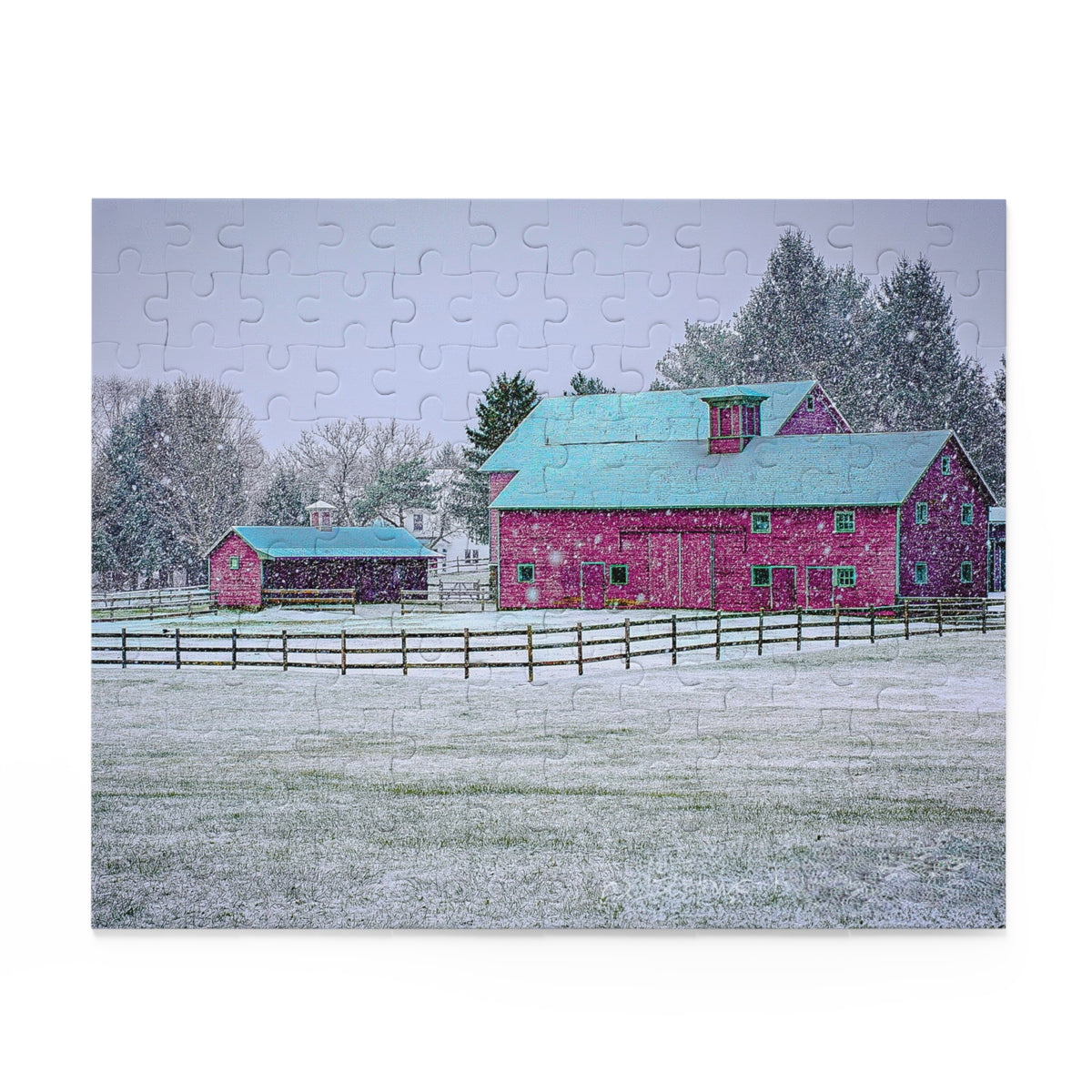 Puzzle (120, 252, 500-Piece) Snow on the Farm